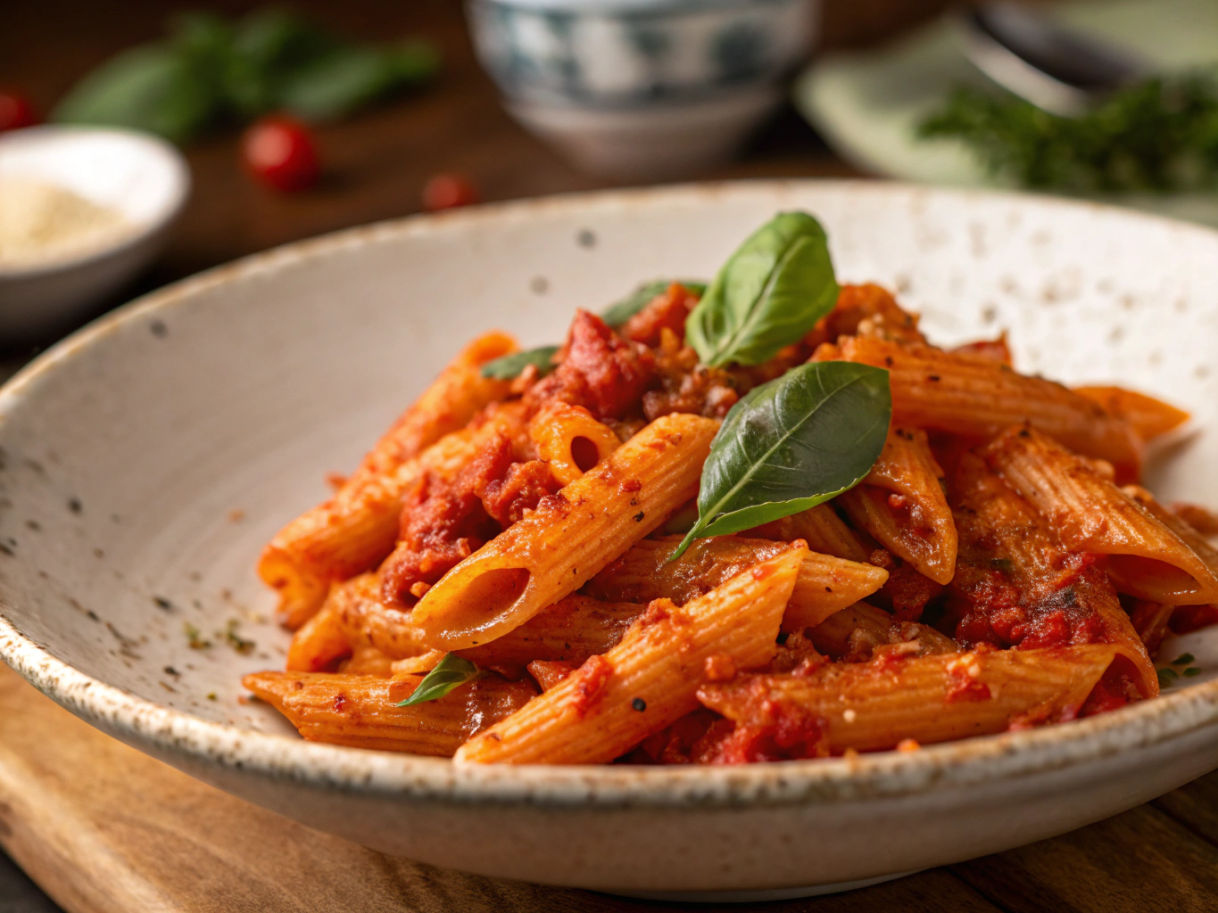 Spicy Penne all'Arrabbiata al Tartufo finished with TRUFFLITA truffle sauce